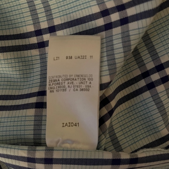 Ermenegildo Zegna - Mens Casual Button Down Shirt- Large - Navy/Aqua, XL, EUC - Picture 12 of 13